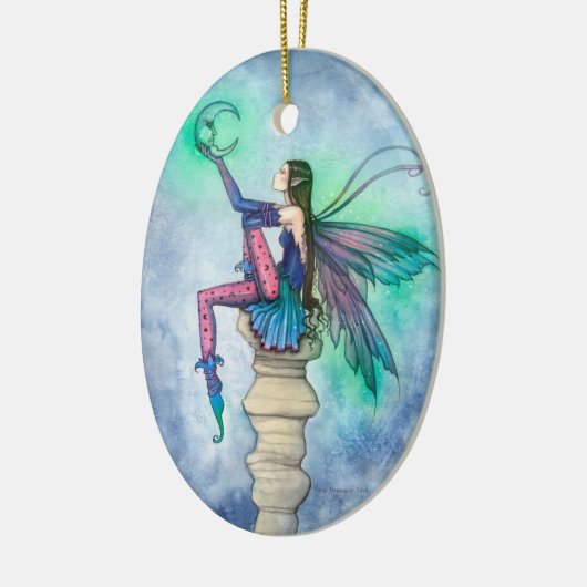 Gesprekken met de Moon Fairy Fantasy Art Keramisch Ornament (Links)