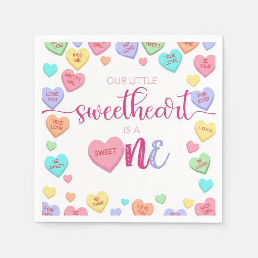 Gespreksharten 1e verjaardag servetten (Voorkant)