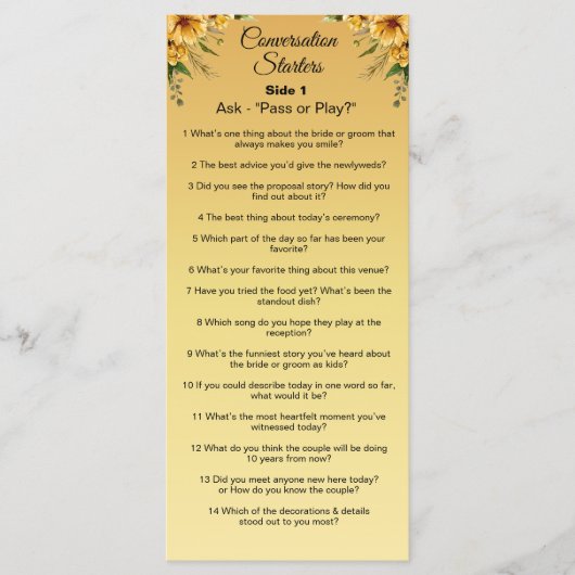 Gespreksstarters - breek de ijsvragen menu (Voorkant)