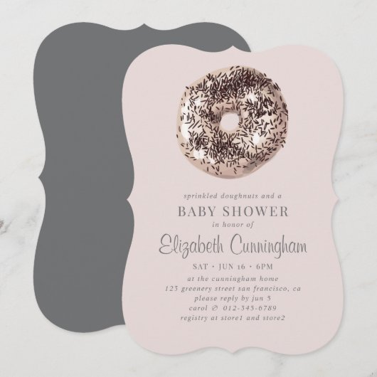 Gesprenkelde donuts en een Baby shower Kaart (Voorkant / Achterkant)