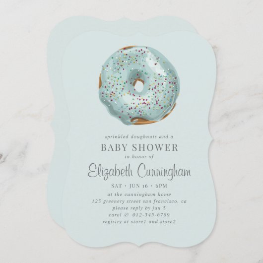 Gesprenkelde donuts en een Baby shower Kaart (Voorkant / Achterkant)