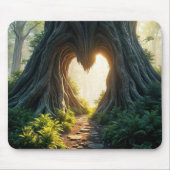 Gesprongen hartvormig gat in boomstam muismat (Voorkant)