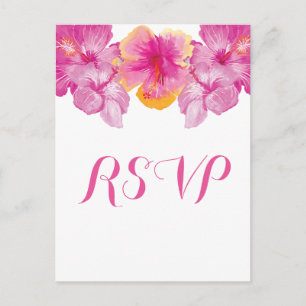 Gespteld Hibiscus Floral RSVP Briefkaart