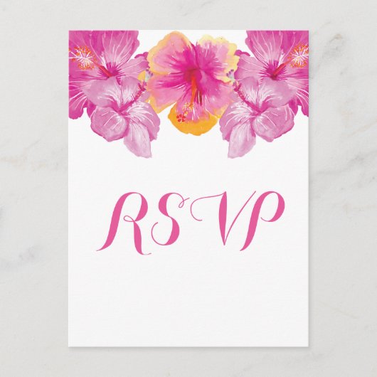 Gespteld Hibiscus Floral RSVP Briefkaart (Voorkant)