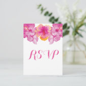 Gespteld Hibiscus Floral RSVP Briefkaart (Staand voorkant)