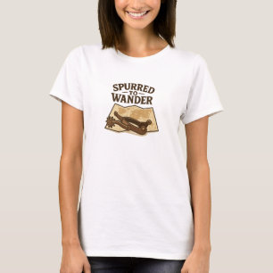 Gespurde Bruine Avonturenkaart Zwervende Grafiek T-shirt