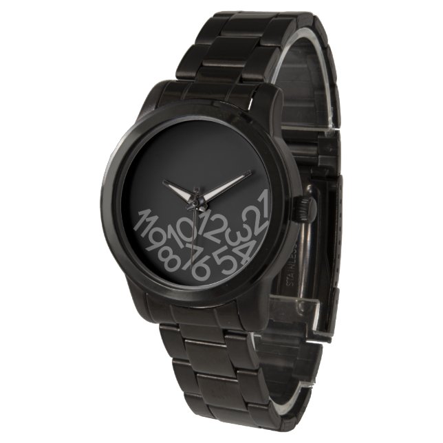 Gestallen getallen Funny Grativity Cool Black Horloge (Gekanteld)