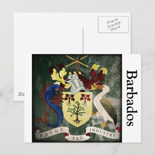 Gestandaardiseerde Barbados COA Briefkaart (Voorkant / Achterkant)