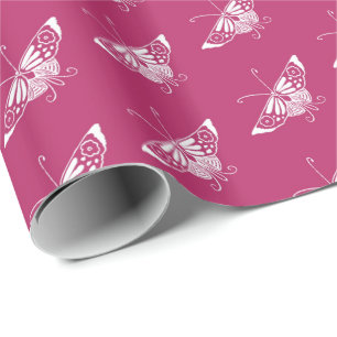 Gestandaardiseerde Deco-vlinder - magenta Cadeaupapier