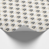 Gestandaardiseerde grijze en gouden vlasmaskers cadeaupapier (Hoek)