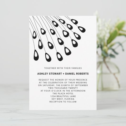 Gestandaardiseerde peacock Feathers Modern Wedding Kaart (Staand voorkant)