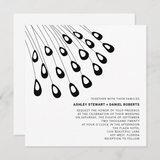 Gestandaardiseerde peacock Feathers Modern Wedding Kaart (Voorkant / Achterkant)