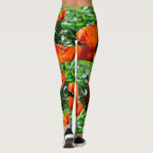 Gestandaardiseerde rode papaverbloemen Tuinpatroon Leggings (Achterkant)