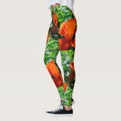 Gestandaardiseerde rode papaverbloemen Tuinpatroon Leggings (Links)