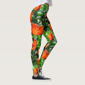 Gestandaardiseerde rode papaverbloemen Tuinpatroon Leggings (Rechts)