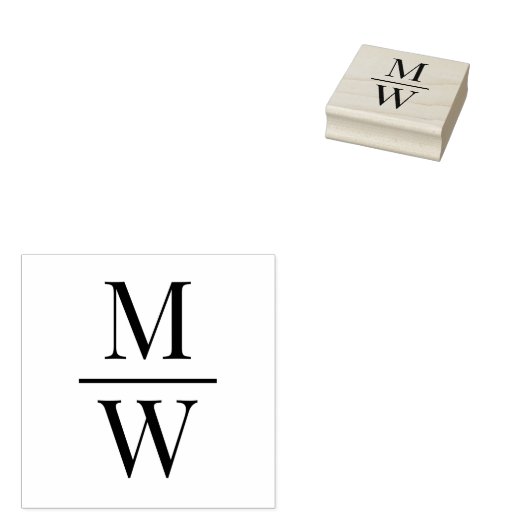 Gestapeld 2 Initiaal Horiz Spacer Bruiloft Monogra Rubberstempel (Gestempeld)