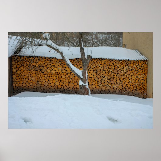Gestapeld brandhout. poster (Voorkant)