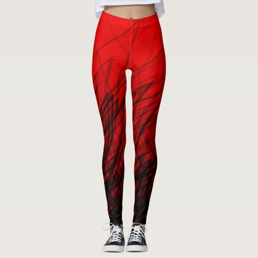 Gestapeld Crosshatch Red - Leggings (Voorkant)