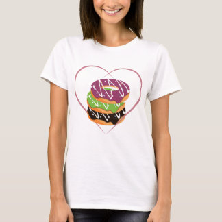 Gestapeld Donut Hart Liefdesontwerp T-shirt