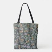 Gestapeld geld $ 100 Bills met een vleugje liefde Tote Bag (Achterkant)