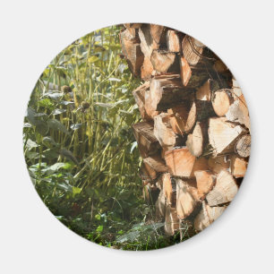 Gestapeld hout natuur fotografie magneet