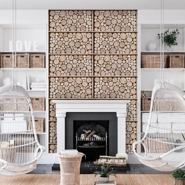 Gestapeld houten log rackpatroon behang (Creator heeft geüpload)