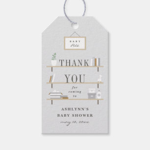 Gestapeld Shelves baby shower bedankt voor de guns Cadeaulabel
