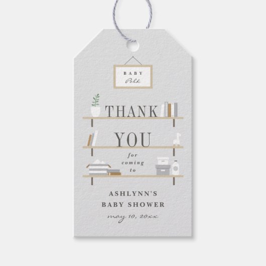 Gestapeld Shelves baby shower bedankt voor de guns Cadeaulabel (Voorkant)