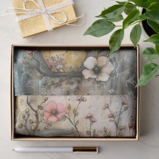 GESTAPELD THEE CUPS DECOUPAGE TISSUEPAPIER (Geschenk)