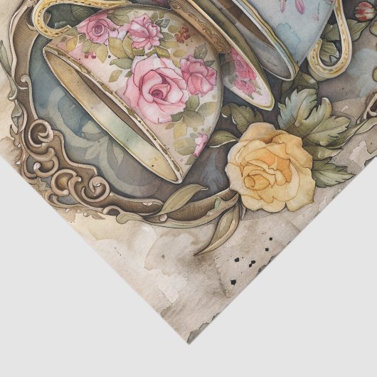 GESTAPELD THEE CUPS DECOUPAGE TISSUEPAPIER (Detail)