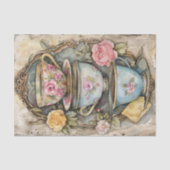 GESTAPELD THEE CUPS DECOUPAGE TISSUEPAPIER (Voorkant)