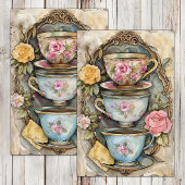 GESTAPELD THEE CUPS DECOUPAGE TISSUEPAPIER