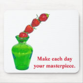 Gestapelde aardbeien met citaat muismat (Voorkant)