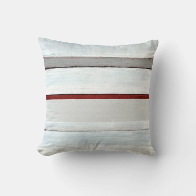 'Gestapelde' Abstracte rode en zwarte kunstloods Kussen (Voorkant)