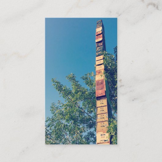 gestapelde archiefkasten in de vermont - burlingto visitekaartje (Voorkant)