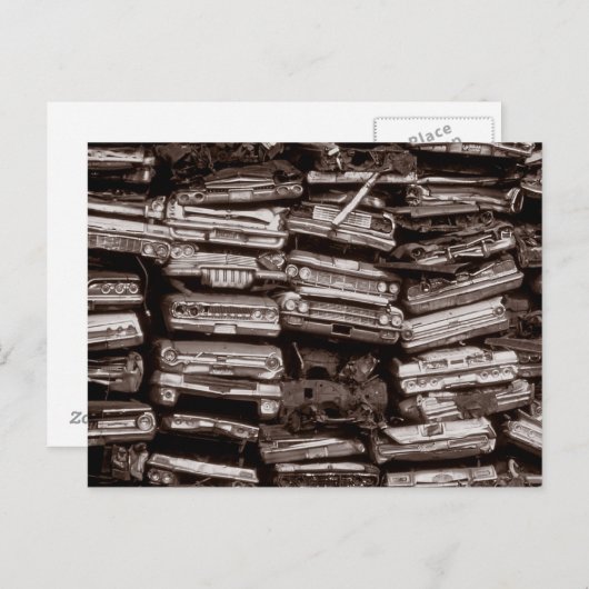Gestapelde auto's, 1973 briefkaart (Voorkant / Achterkant)