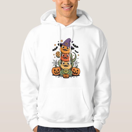 Gestapelde baardagamen Halloween ontwerp Hoodie (Voorkant)