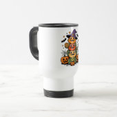 Gestapelde baardagamen Halloween ontwerp Reisbeker (Voorkant links)
