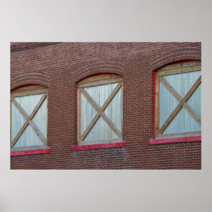 Gestapelde bakstenen bouwramen poster