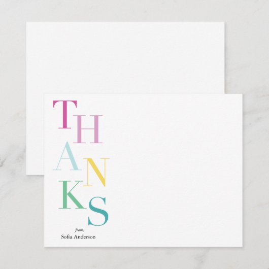 Gestapelde Bedankt op maat Notitiekaartje (Voorkant / Achterkant)