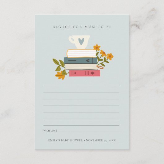 Gestapelde boeken - advies voor het Baby shower Informatiekaartje (Voorkant)