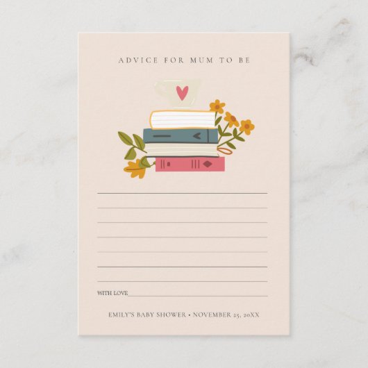 Gestapelde boeken - advies voor het Baby shower Informatiekaartje (Voorkant)