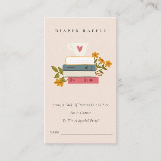 Gestapelde boeken, Baby shower met turnpapier Informatiekaartje (Voorkant)