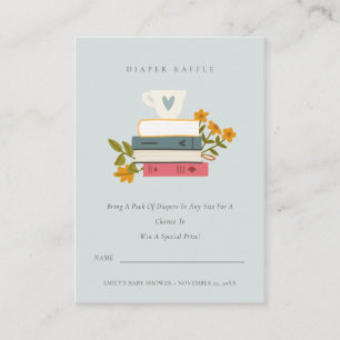 Gestapelde boeken, Baby shower met turnpapier Informatiekaartje