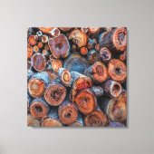 Gestapelde Boomstam Houtblokken Patroon Foto Canvas Afdruk (Voorkant)