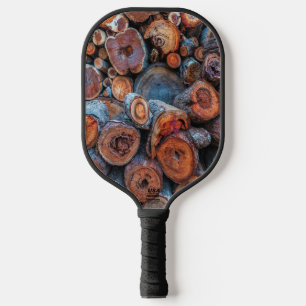 Gestapelde Boomstamstukken Samen Patroon Foto Pickleball Paddle
