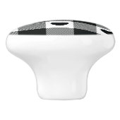 Gestapelde buffels zwart-wit hartpatroon keramische knop (Zijkant)