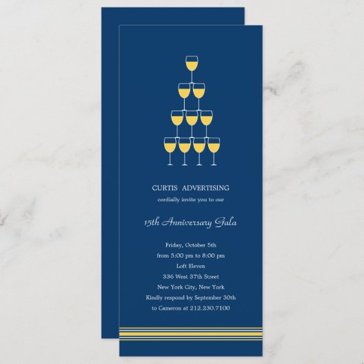 Gestapelde Champagne Corporate/Business Party Invi Kaart (Voorkant / Achterkant)