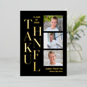 Gestapelde Charm Folie Afstuderen Foto bedankt kaa Folie Uitnodiging (Staand Voorkant)