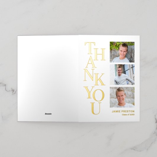 Gestapelde Charm FOLIE Afstuderen Hartelijk dank Folie Wenskaart (Buiten Laag)